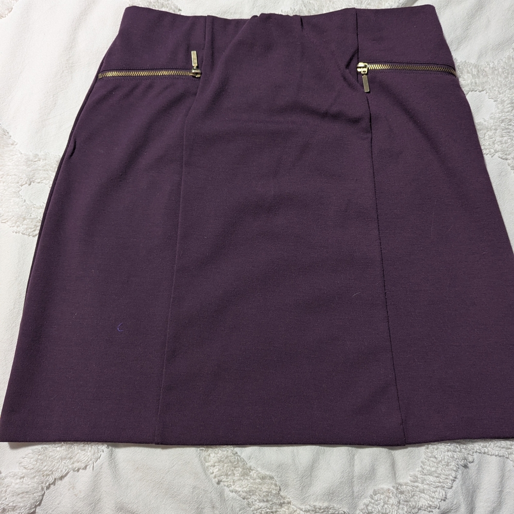 Purple Women's Skirt with Zipper Accents